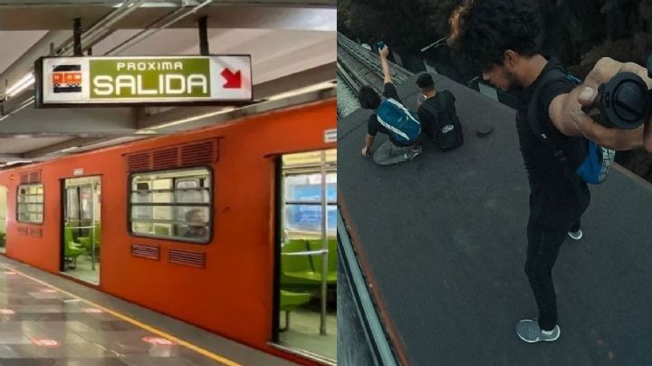 VIDEO: Jóvenes "surfean" sobre Metro de la CDMX y arriesgan su vida