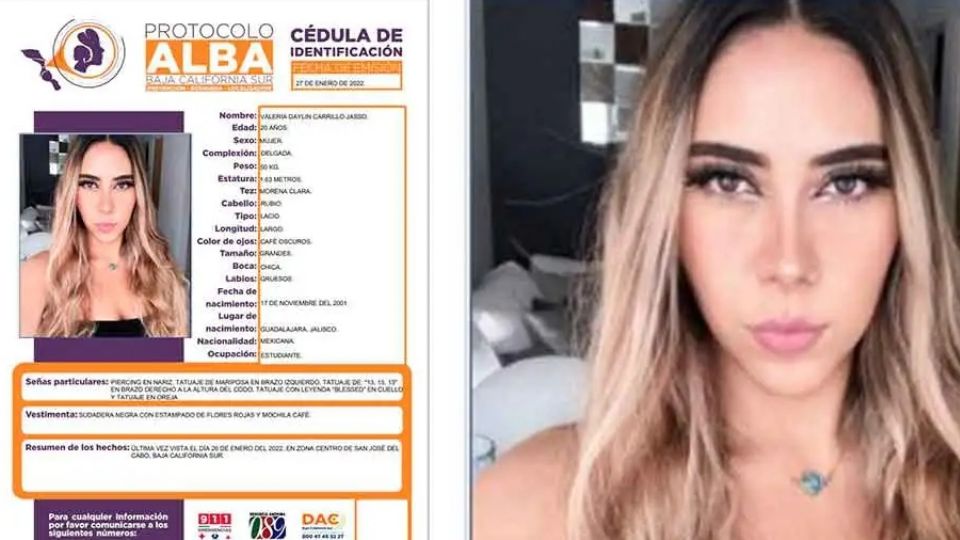 Valeria Daylin Carrillo Jasso, de 20 años, fue encontrada en un predio de Los Cabos