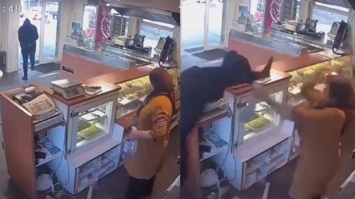 VIDEO: Abuelita defiende su negocio de ladrón con un trapo