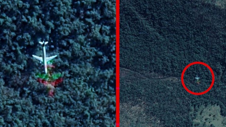 Google Maps: ¿Derribado o vuelo bajo? Captan avión en una selva tropical