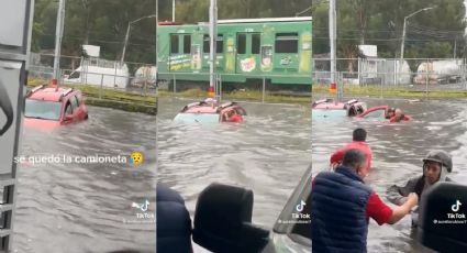 ¡Héroes! Salvan la vida de abuelitos y su mascota al quedar atrapados en inundación (VIDEO)