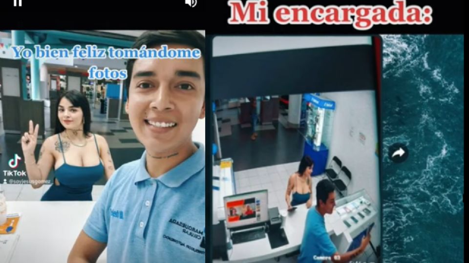 Empleado de una tienda de telefonía es regañado al ser sorprendido pidieron foto a Karely