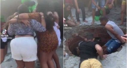 Se abre socavón en fiesta y se "traga" a invitados | VIDEO