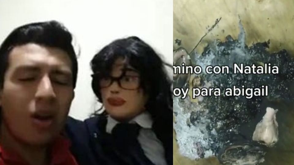 El usuario sube videos a su TikTok acompañado de muñecos de trapo