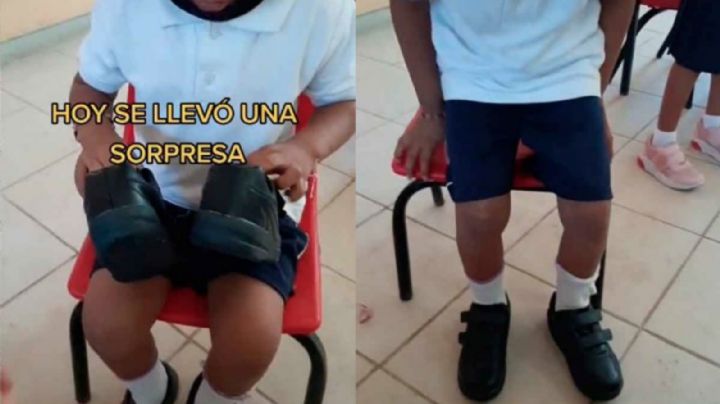 ¡Conmovedor! Maestra regala zapatos nuevos a alumno de escasos recursos