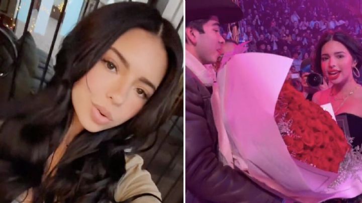 Fan de Ángela Aguilar le hace llegar ramo con 200 rosas en pleno concierto