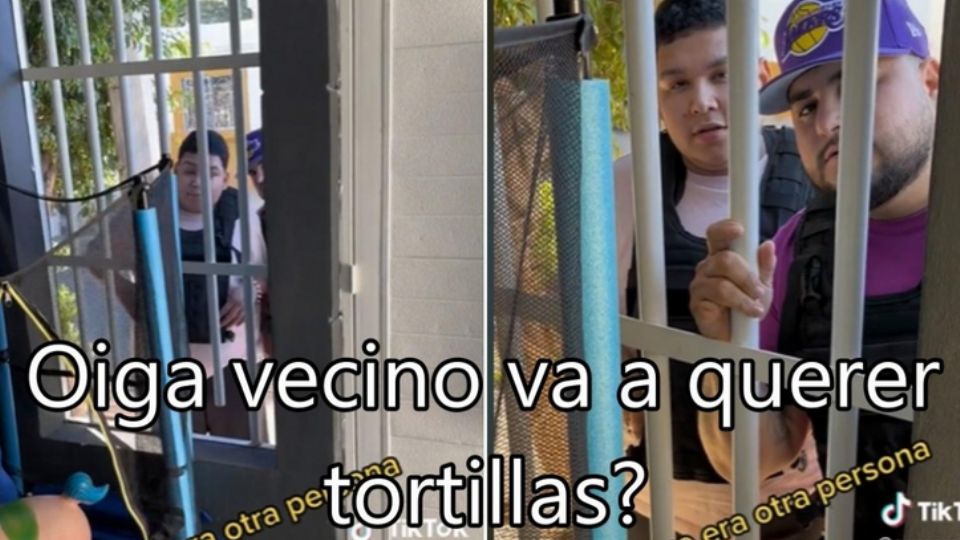 Tiktoker graba video en el que va a las tortillas pero usan chalecos antibalas