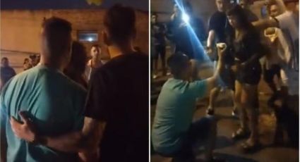 Hombre finge una pelea y le pide matrimonio a su pareja | VIDEO