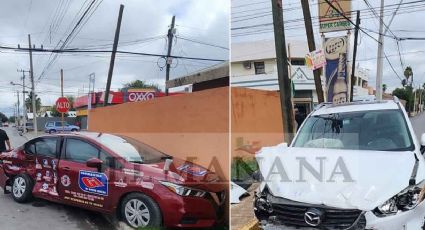 Conductor no respeta señal de alto y provoca tremendo choque en la colonia Madero