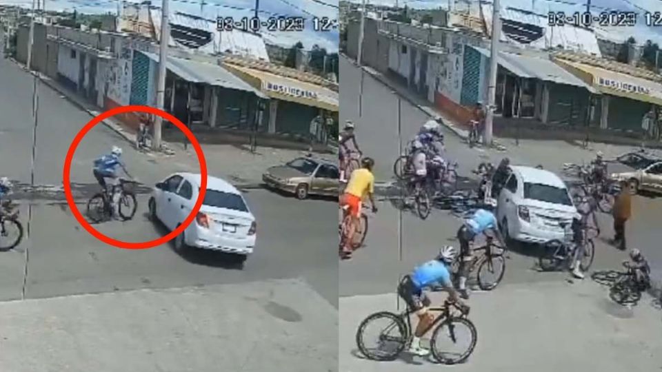 Video de automovilísta se atraviesa al paso de ciclistas