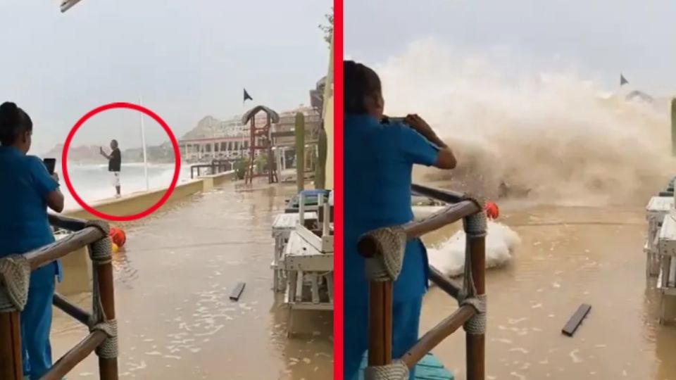 El poder del huracán fue presenciado personalmente por la víctima, quien sale despedido de su lugar de observación