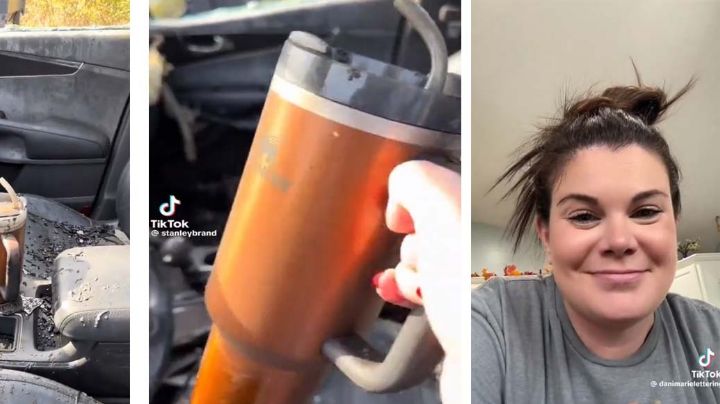 Se incendió su auto y el termo que llevaba sobrevive... ¡con todo y hielos! | VIDEO