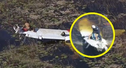 Momento en el que piloto de avioneta es rescatado; estuvo 9 horas sobre ala | VIDEO