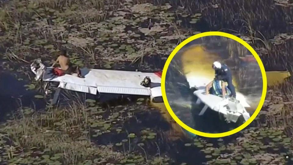 Piloto de avioneta es rescatado de pantano