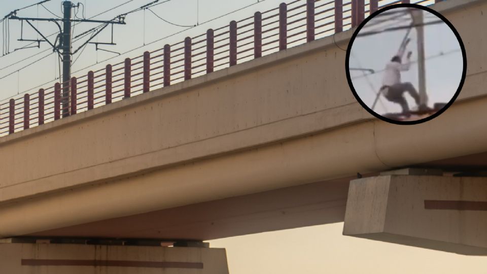 Un hombre arriesgó su vida en las estructuras del metro de Monterrey