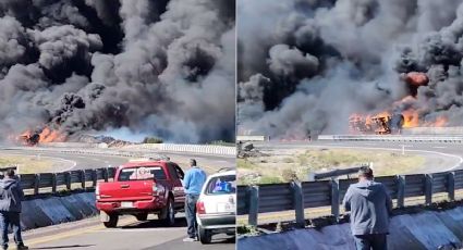 Pipa explota sobre la carretera México-Puebla, fuego y humo bloquearon el paso | VIDEO