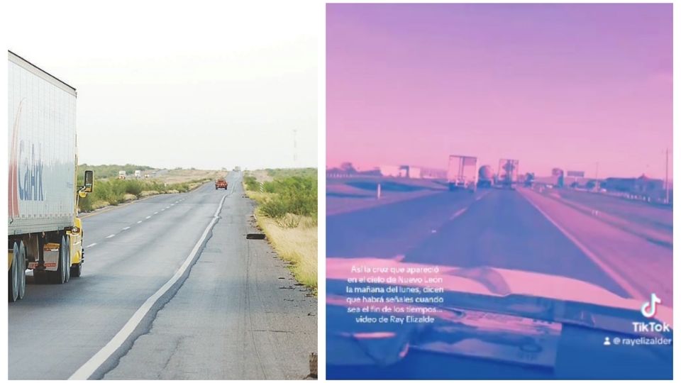 Una cruz en el cielo de la Carretera a Nuevo Laredo captó la atención de viajeros.