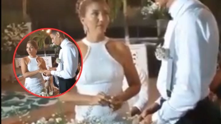 Novia se arrepiente de casarse al último momento; el novio le quita el anillo | VIDEO