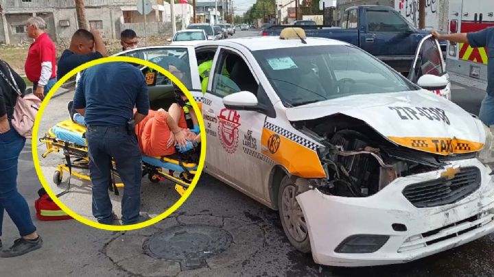 En Nuevo Laredo, Taurus 'fantasma' se pasa alto: es chocado por taxi, clienta se lesiona