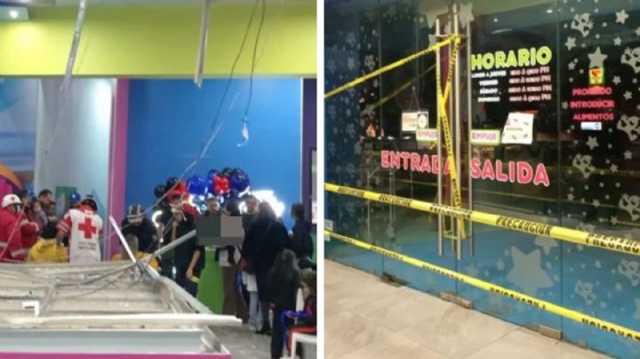 En plena fiesta, cae techo 'falso' en salón infantil; hay 5 niños lesionados