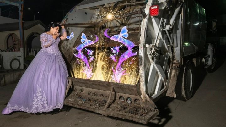 Buscan en redes a quinceañera que se tomó fotos con camión de basura para recompensarla