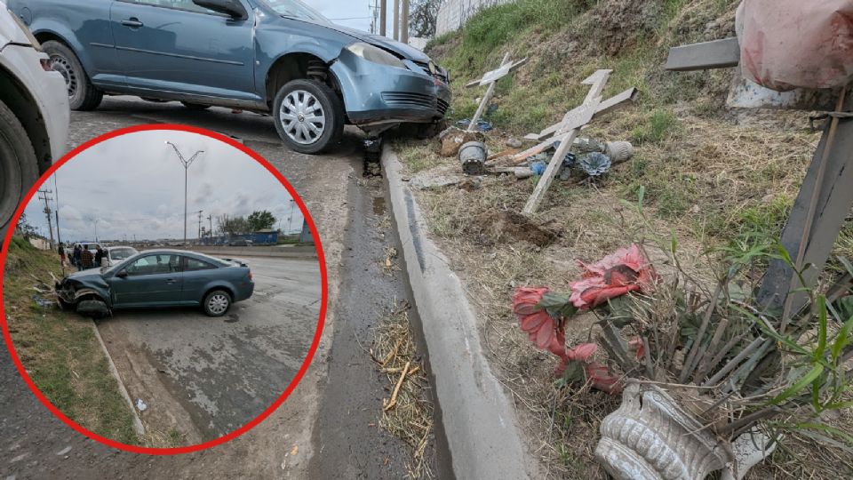 El chofer se llevo de encuentro las cruces