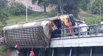 Hay 19 muertos y 43 heridos tras volcadura de autobús en un puente I FOTOS