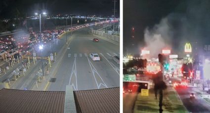 Se incendia vehículo en el Puente II; afectó el paso de autos hacia México