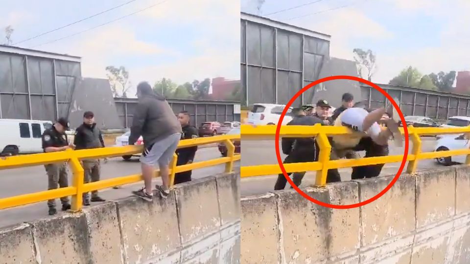 Policías evitan que hombre salte de puente de la CDMX