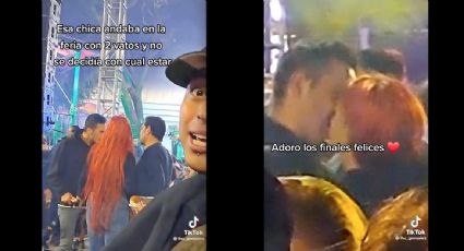 Mujer con dos novios 'causa envidia' en la feria | VIDEO