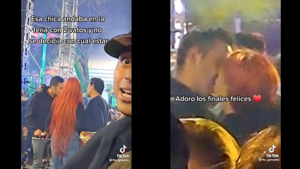 Mujer con dos novios se hizo viral; andaban los tres en la feria.