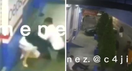 Recién casado le pega a su esposa al salir a la calle y lo golpean clientes de una taquería | VIDEO