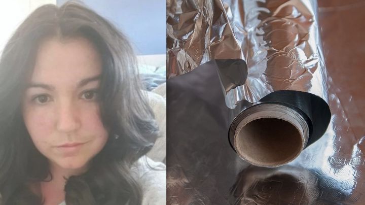 Mujer pone aluminio sobre la mesa para no usar platos y cubiertos | FOTOS