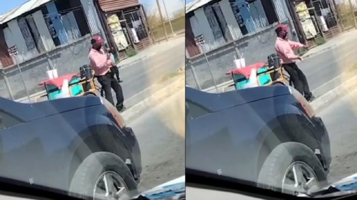 Vendedor de tepache en Nuevo Laredo saca los pasos prohibidos en crucero | VIDEO