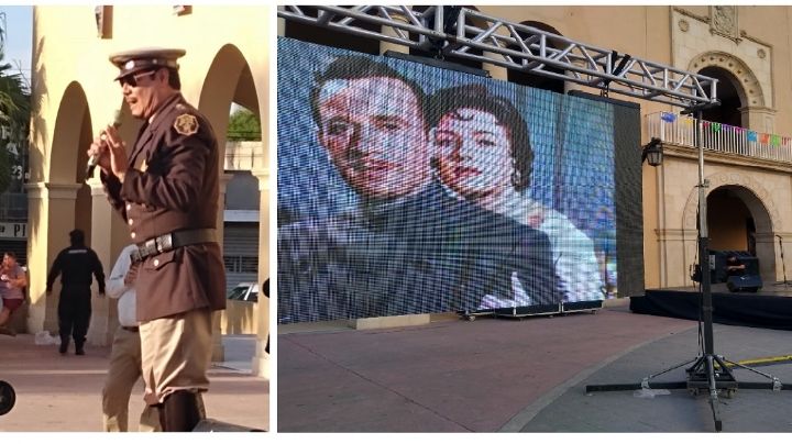 Emilio "El Torito" Girón homenajea a Pedro Infante en la explanada Independencia de Nuevo Laredo