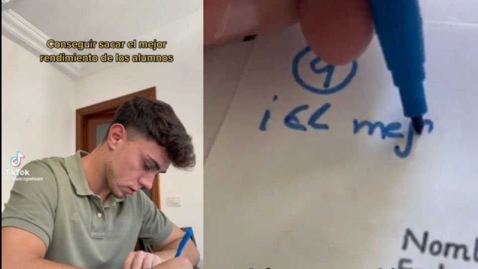 Maestro escribe frases motivadoras hacia sus alumnos