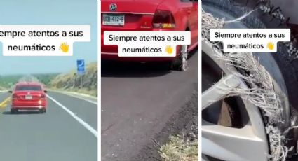 Captan vehículo en autopista ¡circulando sin una llanta y a 140 kilómetros por hora! | VIDEO