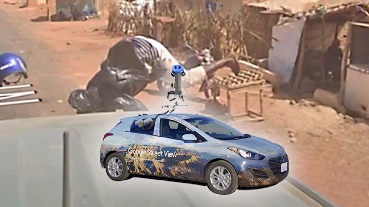 Auto de Google Maps choca a moto y queda captado en mapas | FOTOS
