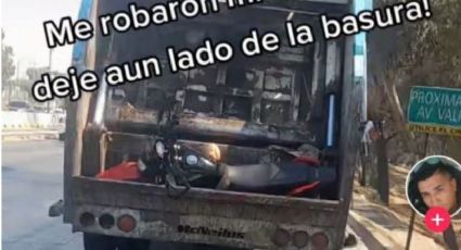 Hombre persigue a camión de basura que se llevó su motocicleta | VIDEO