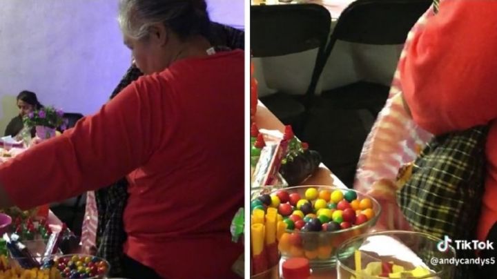 Abuelita arrasa con mesa de postres en fiesta de XV años; la exhiben en redes | VIDEO