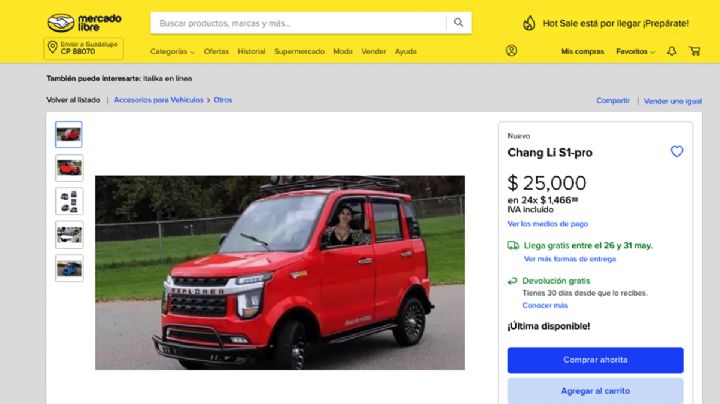 Venden auto chino eléctrico Chang Li S1 Pro 2023 por Mercado Libre en 25 mil pesos