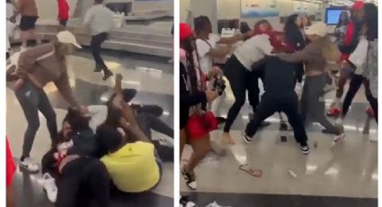 Pasajeros arman brutal pelea campal en aeropuerto de Chicago | VIDEO