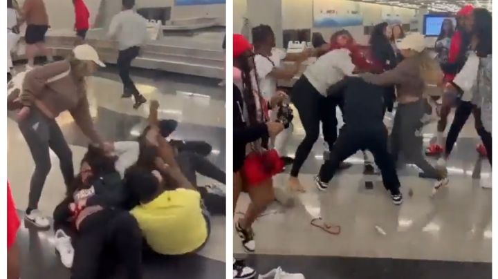 Pasajeros arman brutal pelea campal en aeropuerto de Chicago | VIDEO
