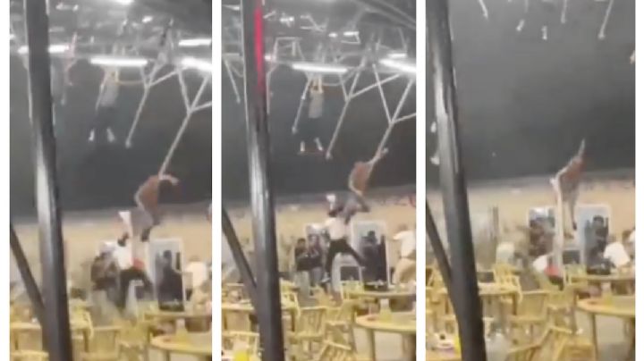Viento levanta techo de restaurante y eleva por los aires a clientes | VIDEO