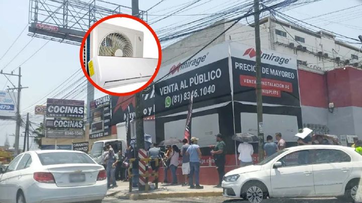 ¿Urge minisplit?, hacen filas bajo el sol en tienda Mirage en Monterrey