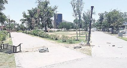 Conductor se pasea por la plaza Zaragoza ¡con todo y carro!; causa daños materiales y huye