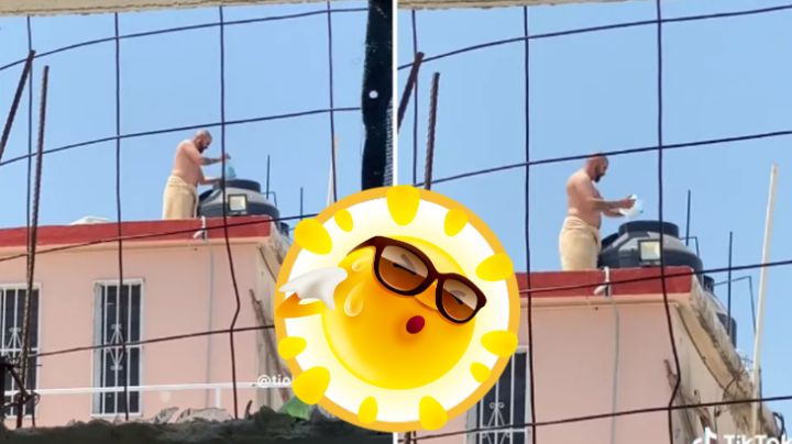 Hombre le echa hielo a su tinaco por la ola de calor y se vuelve viral | VIDEO