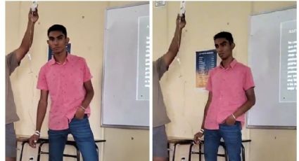 Estudiante decide ir a dar la clase a pesar de estar con suero en el brazo | VIDEO