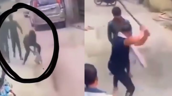 Hombre es castigado a palazos por lastimar a perrito de la calle | VIDEO