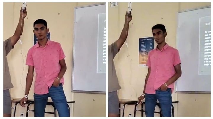 Estudiante decide ir a dar la clase a pesar de estar con suero en el brazo | VIDEO